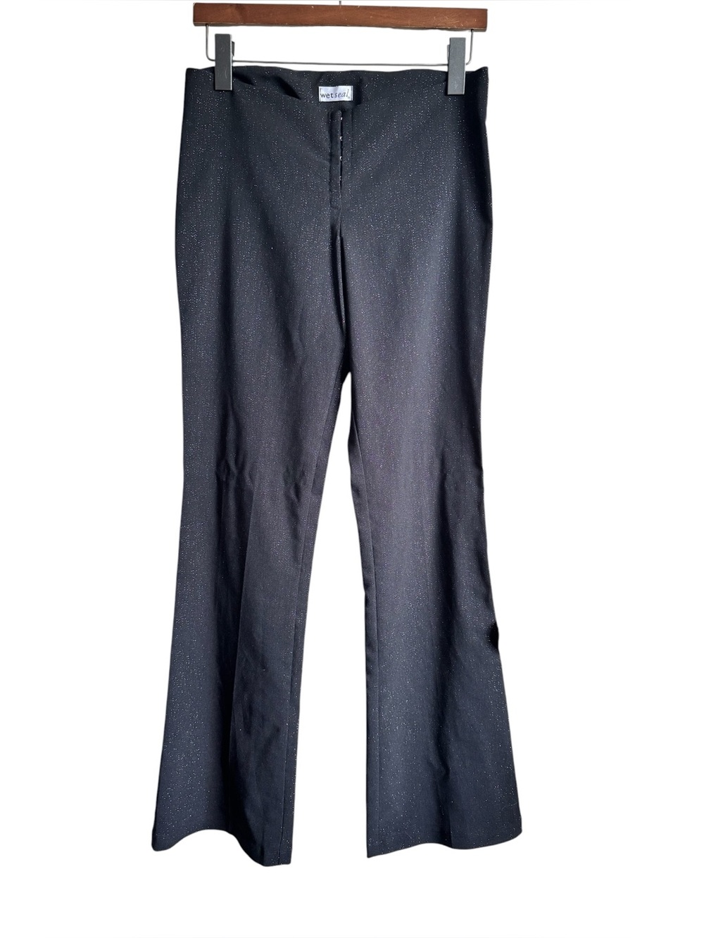 Y2K Wetseal Black Glitter Flare Pants